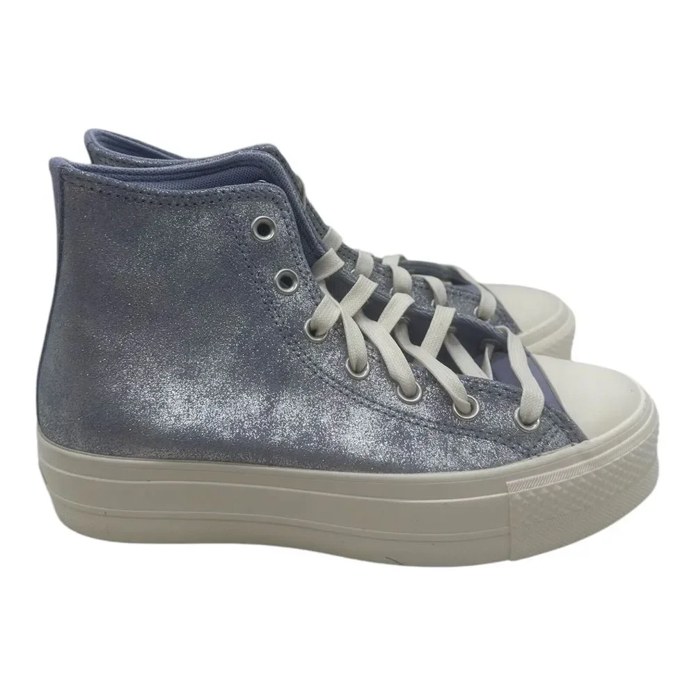Converse Chuck Taylor All Star Lift Platform Suede Shimmer Shoes Womens 7 Lilac - Picture 2 of 9